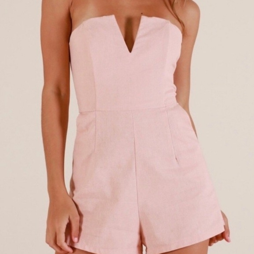 SHOWPO Pink strapless romper